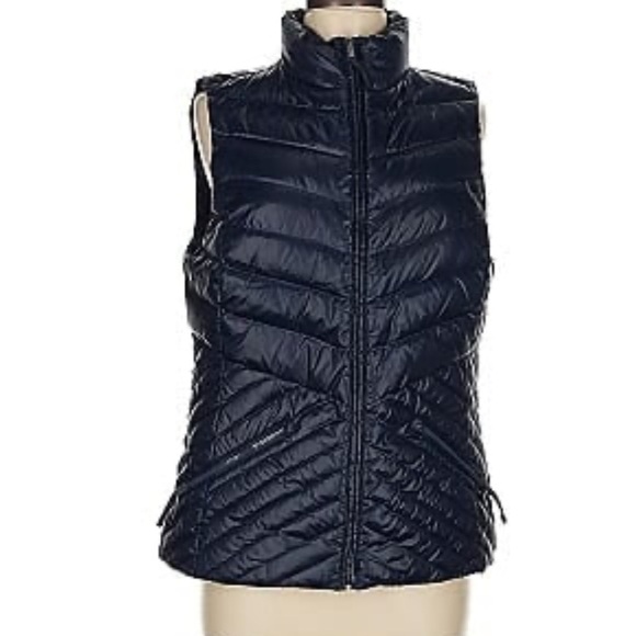Talbots Multi Season Shiny Navy Down Fill Puffy Vest - Picture 1 of 7